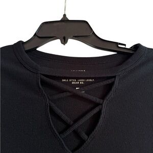 Black Crisscross Neck Top